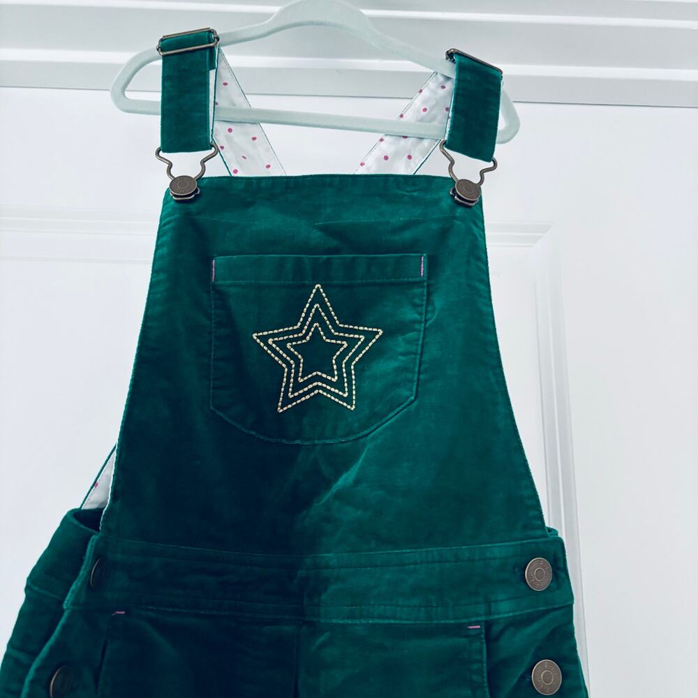 Boden Emerald Green Velvet Overalls Size 7/8 EUC